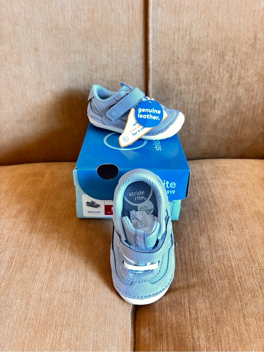 Stride Rite Light Blue Leather Baby Walker Sneakers